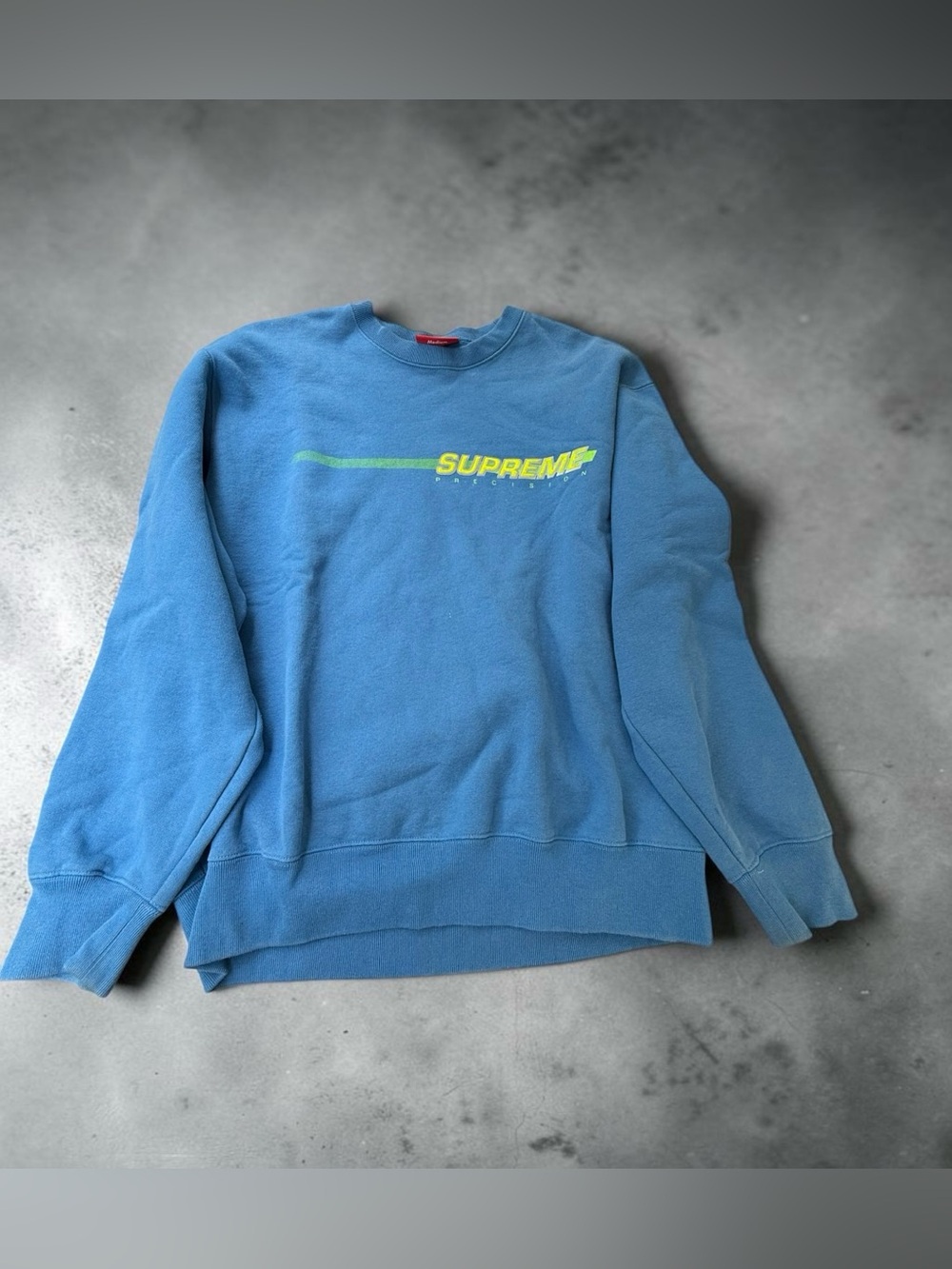 Supreme Blue Crewneck with Neon Yellow Logo